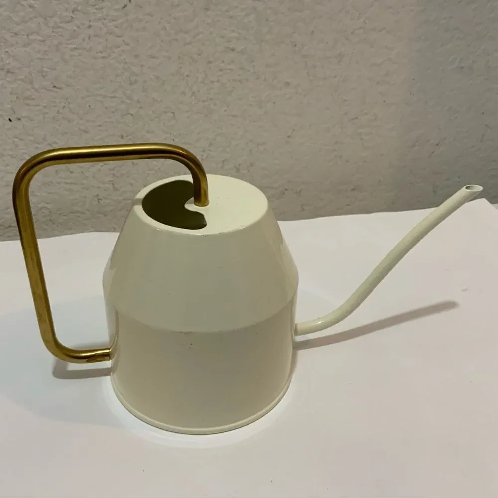 New IKEA VATTENKRASSE Watering Can Ivory/gold 30 oz 403.941.18
